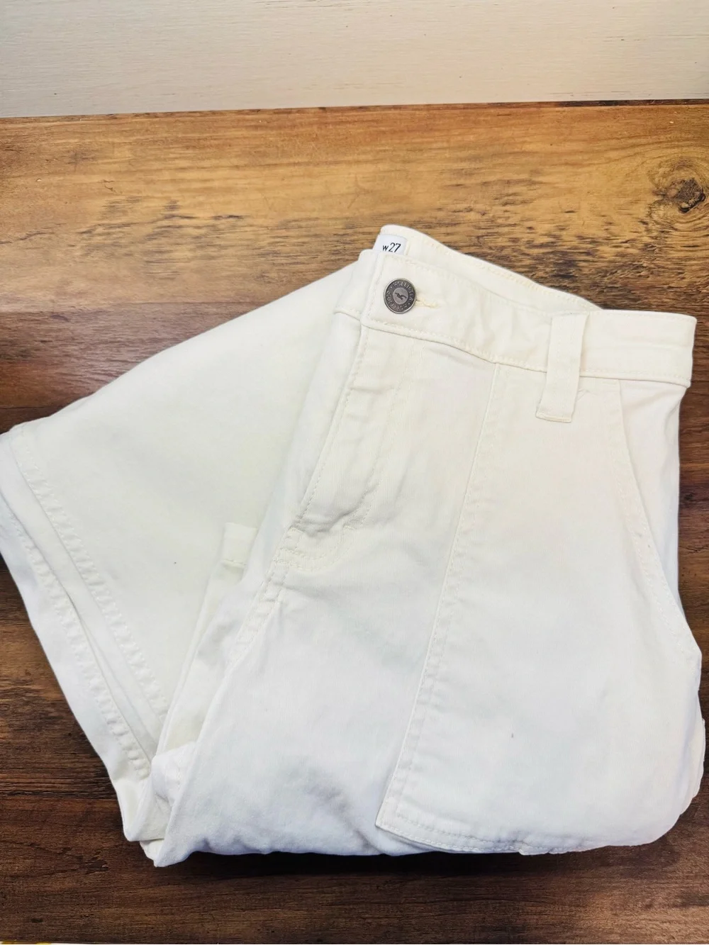 Hollister High Rise Utility Dad Pants Cream Ivory Cargo W27 5R Y2K Baggy